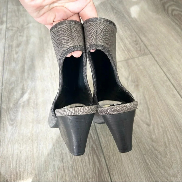 Diane Von Furstenberg Metallic Snakeskin Leather Upper Zipper Sandal Boots - Picture 6 of 16